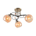 Metal Partial  Cone Glass Ceiling Light striped glass with Black and Amber 3 lamps