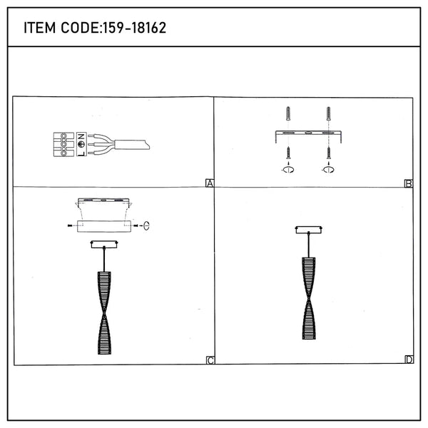 User manual for Crystal LED Pendant Lamp Antique Brass 9W 3CCT (TEKLED) -159-18162-159-18162