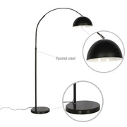 Curved Arc Floor Lamp with Rotatable Dome Shade in Black 6