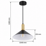 Pendant Lamp MMD24064A-1S Black+Brass 1xE27 (TEKLED)