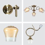 Details of Amber Bell Glass Antique Brass Metal Semi Flush Ceiling Light | TEKLED 159-17122