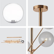 Detailed shots of Gold Metal Clear Glass Globe Chandelier Ceiling Light with 6xG4 Fittings | TEKLED 158-19614