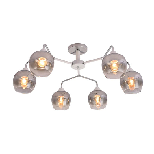 Main image of Elegant Wishbone Chrome & Smoky Glass Semi Flush Ceiling Light | TEKLED 159-17991