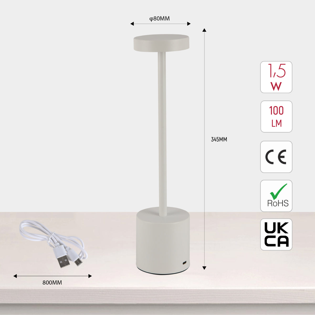 Портативная LED колонная лампа с регулировкой CCT, идеально подходит для современных интерьеров и уютных уголков.