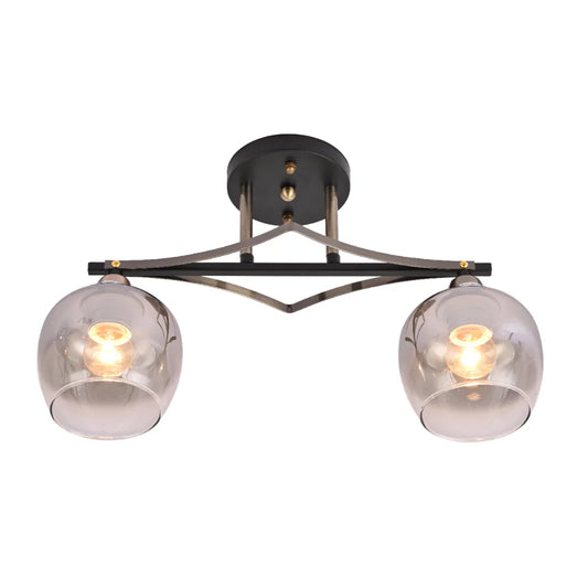 Main image of Geometric Starburst Faded Smoky Grey Globe Black & Bronze Ceiling Light | TEKLED 159-179983