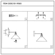 Instructions for installing a wall light with a conical shade. The item code is 151-19583.