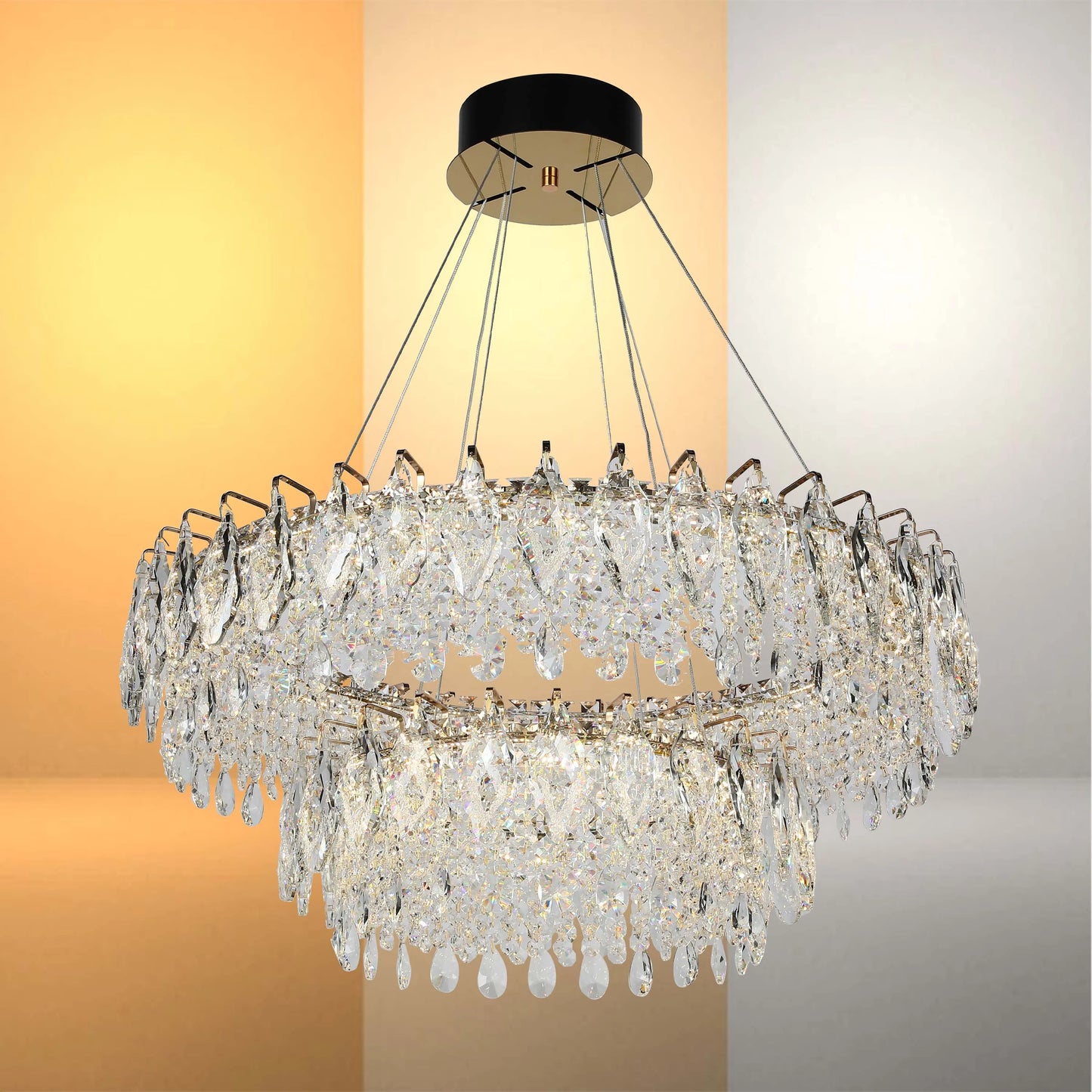 Подвесная люстра Crystal Gold Q8993 — двойное сияние элегантности