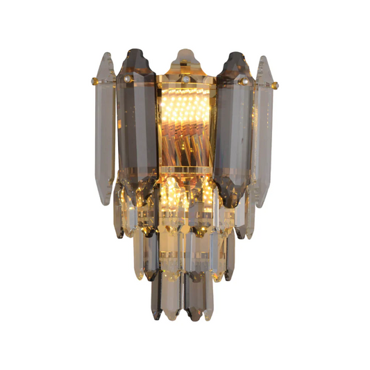 Main image of Golden Tiered Radiance with Alternating Crystal Hues Modern Wall Sconce Light | TEKLED 151-19920