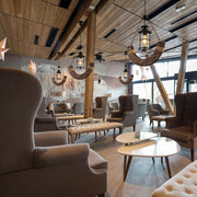 More interior usage of Crescent Wood Glass Cylinder Shaded Rustic Farmhouse Nautical Pendant Ceiling Light E27 | TEKLED 159-17848