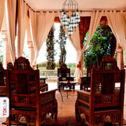 Indoor usage of Moroccan Style Antique Brass and Clear Glass Chandelier with 7xE27 | TEKLED 158-19557