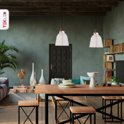 Interior application of Esagono Mini White Metal Pendant Light with E27 Fitting | TEKLED 159-17366
