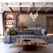 Interior application of Moroccan Style Antique Brass and Clear Glass Chandelier with 7xE27 | TEKLED 158-19557