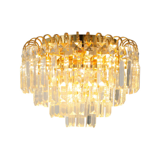 Флеш-люстра в стиле ар-деко с хрустальными каплями, идеально подходит для гостиных и спален с элегантным декором.
