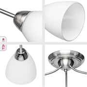 Detailed photo of white glass chrome semi-flush ceiling light with 3xE27 fitting
