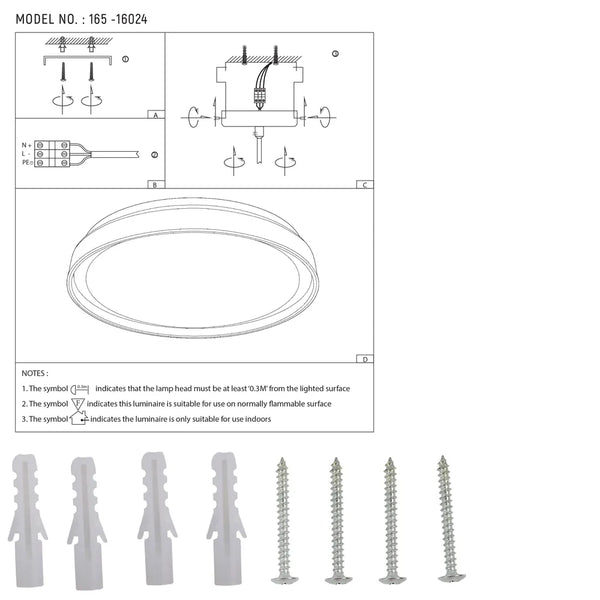 User manual for LED Flush Ceiling Light Blue D400 6000K/4000K/3000K 27Wx2(TEKLED)-165-16024