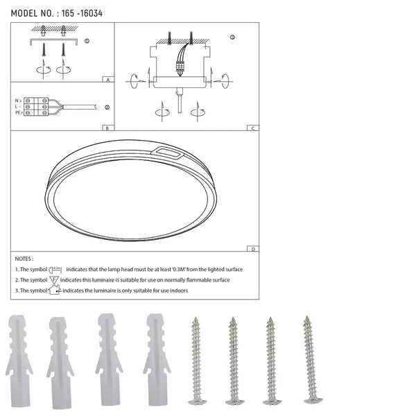 User manual for LED Flush Ceiling Light Copper D500 6000K/4000K/3000K 42Wx2(TEKLED)-165-16034