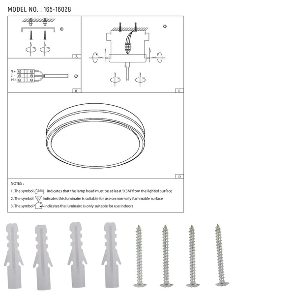 User manual for LED Flush Ceiling Light White D400 6000K/4000K/3000K 27Wx2(TEKLED)-165-16028