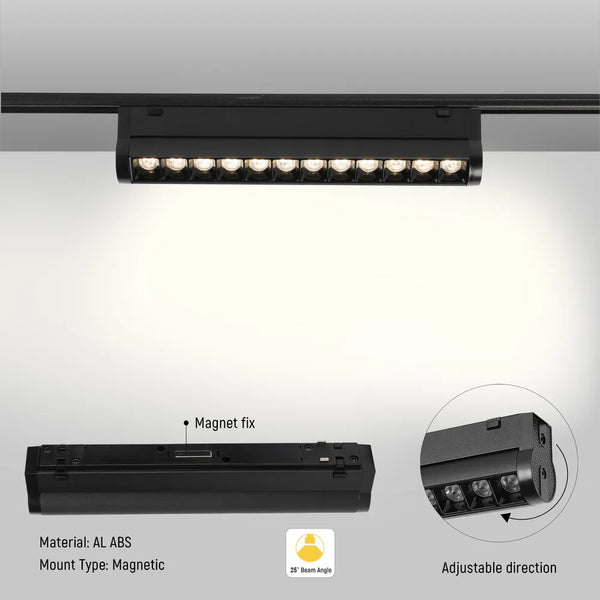 Close shot of the LED Magnetic Adjustable Track Light 12W 48V Black 4000K(TEKLED)-169-03106-169-03106