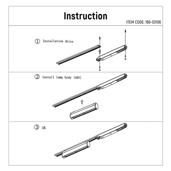 User manual for LED Magnetic Adjustable Track Light 12W 48V Black 4000K(TEKLED)-169-03106-169-03106