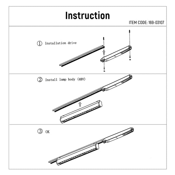 User manual for LED Magnetic Adjustable Track Light 18W 48V Black 4000K(TEKLED)-169-03107-169-03107