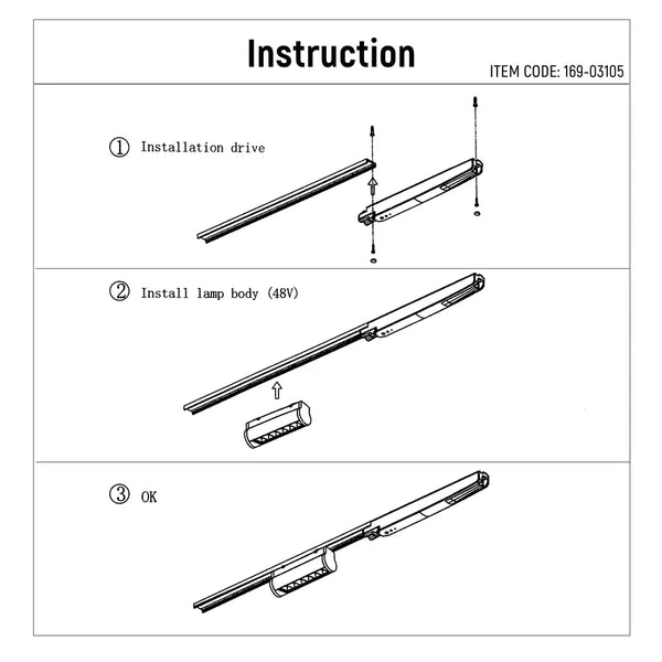User manual for LED Magnetic Adjustable Track Light 6W 48V Black 4000K(TEKLED)-169-03105-169-03105