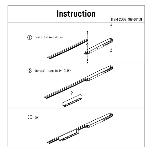User manual for LED Magnetic Track Light 12W 48V Black 4000K(TEKLED)-169-03109-169-03109
