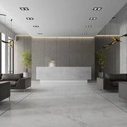 Stylish GU10 downlight fixture in a modern living room, enhancing the contemporary decor with bright, focused lighting.143-03402