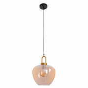 Main image of Amber Glass Globe Pendant Light with E27 Fitting | TEKLED 150-18348