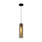 Main image of Amber Reeded Cylinder Glass Pendant Light with E27 Fitting | TEKLED 158-19742