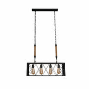 Main image of Black Cuboid Metal Island Chandelier with 4xE27 Fitting | TEKLED 158-17870