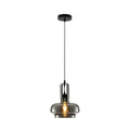 Main image of Black Metal Smoky Glass Step Pendant Ceiling Light D240 with E27 Fitting | TEKLED 158-19744