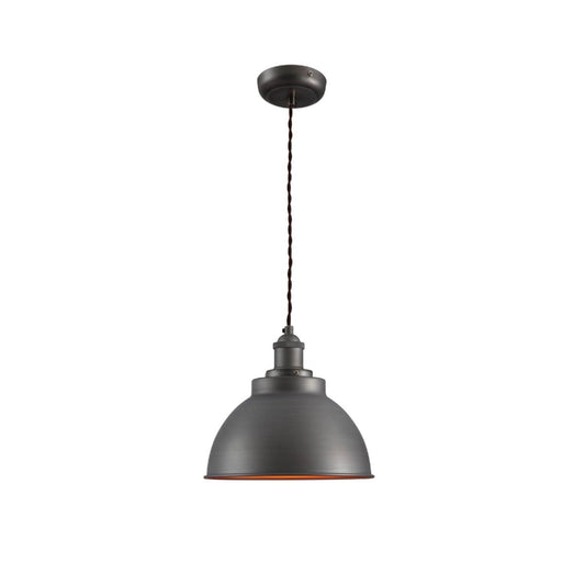 Main image of Brooklyn Vintage Metal Dome Pendant Light Pewter Copper Bronze E27 | TEKLED 150-18203