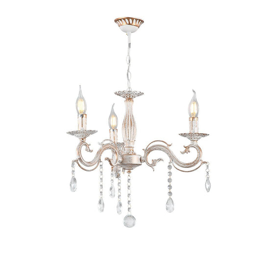 Main image of Candle Waterfall Traditional Retro Vintage 3 Arm Chandelier Ceiling Light Crystal Gold Aged Cream 3xE14 | TEKLED 159-17822