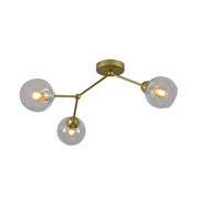 Main image of Clear Glass Gold Wishbone Branch Twig Semi Flush Modern Sputnik Ceiling Light with 3xE27 Fitting | TEKLED 159-17804