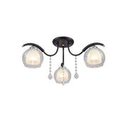 Main image of Clear Opal Double Layer Bell Glass Black Metal Semi Flush Ceiling Light | TEKLED 158-193421