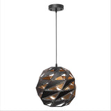 Black-golden metal polyhedral pendant light l with e27 fitting main image