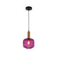 Main image of Sawyer Ribbed Fluted Reeded Maloto Lantern Green Opal Purple Amber Glass Pendant Ceiling Light E27 Gold Metal Top | TEKLED 150-18722