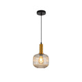 Main image of Sawyer Ribbed Fluted Reeded Maloto Lantern Green Opal Purple Amber Glass Pendant Ceiling Light E27 Gold Metal Top | TEKLED 150-18724