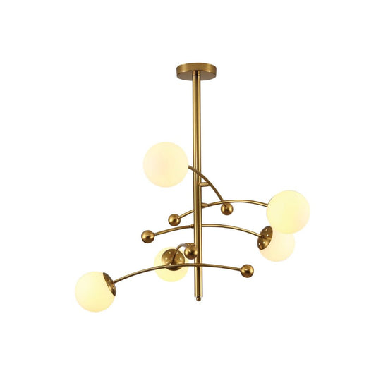 Main image of Mace Opal Globe Glasses Gold Metal Sputnik Chandelier Ceiling Light with 5xG9 Fittings | TEKLED 158-19712