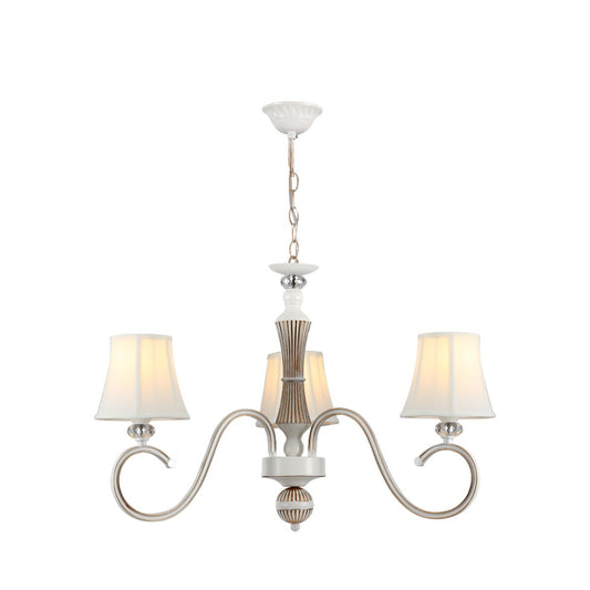 Main image of Off White Fabric Shaded Gold Aged Ivory Traditional Retro Vintage Classic Chandelier Ceiling Light with 3xE14 Fitting | TEKLED 159-17834