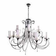 Main image of Opal Cylinder Glass Chrome Metal 12 Arm Chandelier with 12xE14 Fitting | TEKLED 158-17820