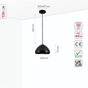 Size and specs of Black Gold Dome Moroccan Night Milkyway Ceiling Pendant Light with E27 Fitting | TEKLED 150-18380