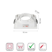 Size and specs of Polycarbonate Grill Tilt Recessed Downlight GU10 White or Black Single Double Triple | TEKLED 164-03009 164-03015