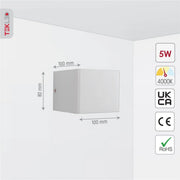 Техническая схема LED кубического настенного светильника 5W, 4000K, идеального для современных интерьеров.