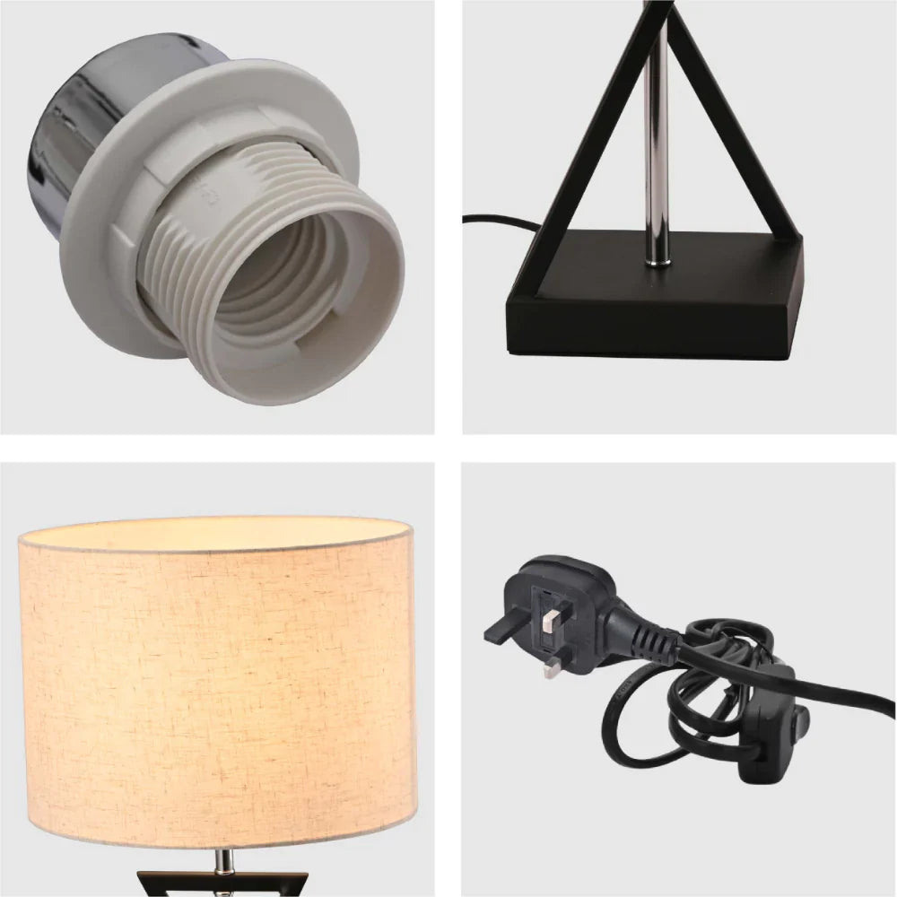 Close up of Nordic Art Deco Table Lamp  Black Nickel Flaxen | TEKLED 130-03636