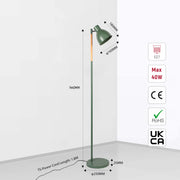 Size and certifications of Nordic Floor Lamp with Wood Accent - E27, Rotatable Shade, 3 Finishes 130-03530