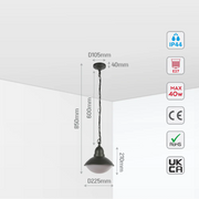 Norman Outdoor Pendant Lamp E27 Dark Grey 5