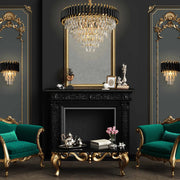 Interior application of Orbit Glow Design 3 Tiered Crystal Wall Sconce Light Black Gold | TEKLED 151-19912