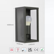 Oxford Box Outdoor Lantern Wall Light  E27 Dark Grey 5
