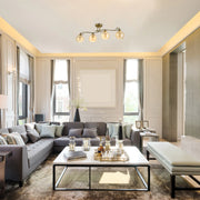 Interior use of S-Curve Antique Brass and Dimpled Amber Globe Light | TEKLED 159-179981